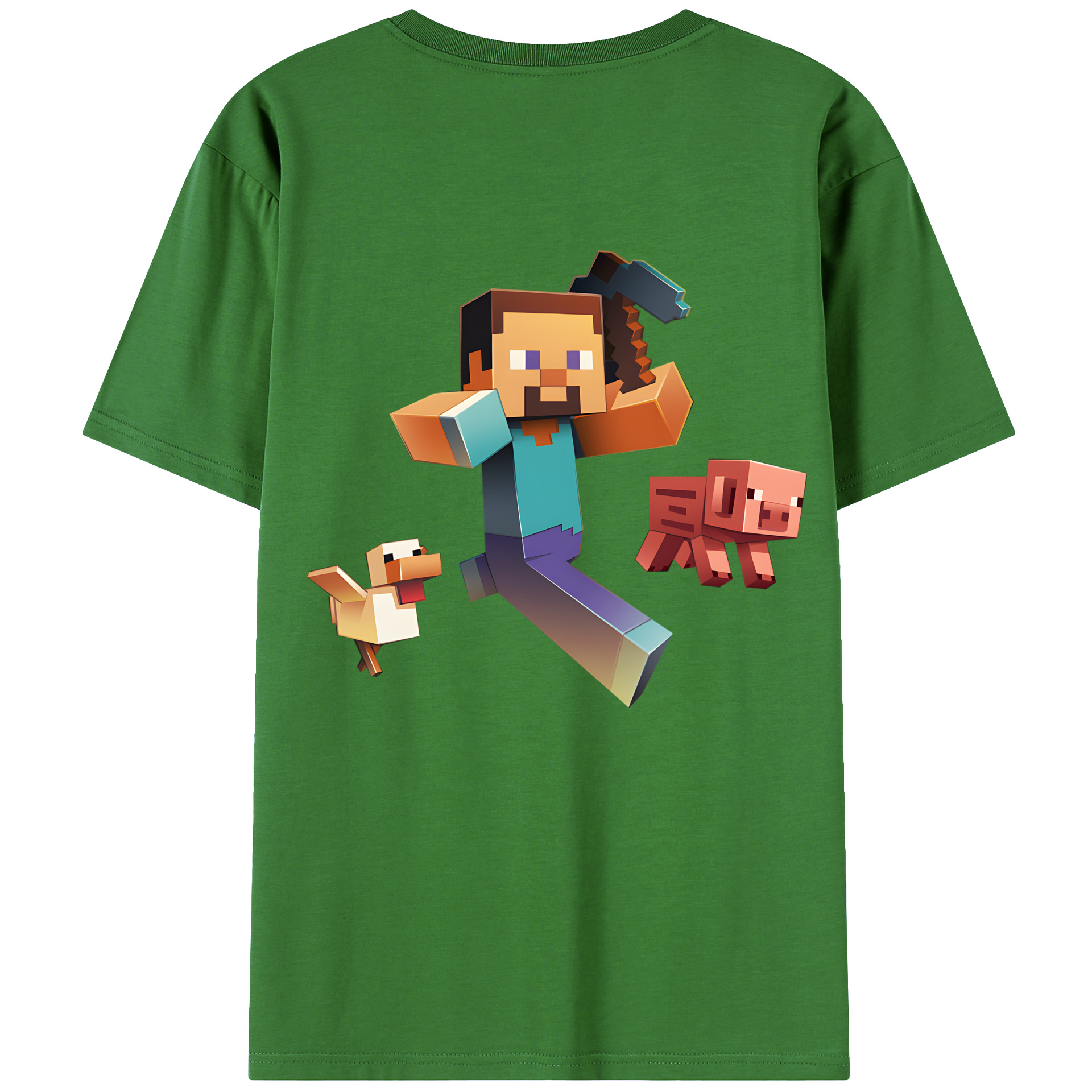 （画像用） マインクラフト ブロックの世界 Minecraft MC Block world レディース半袖Tシャツ(バックプリント)